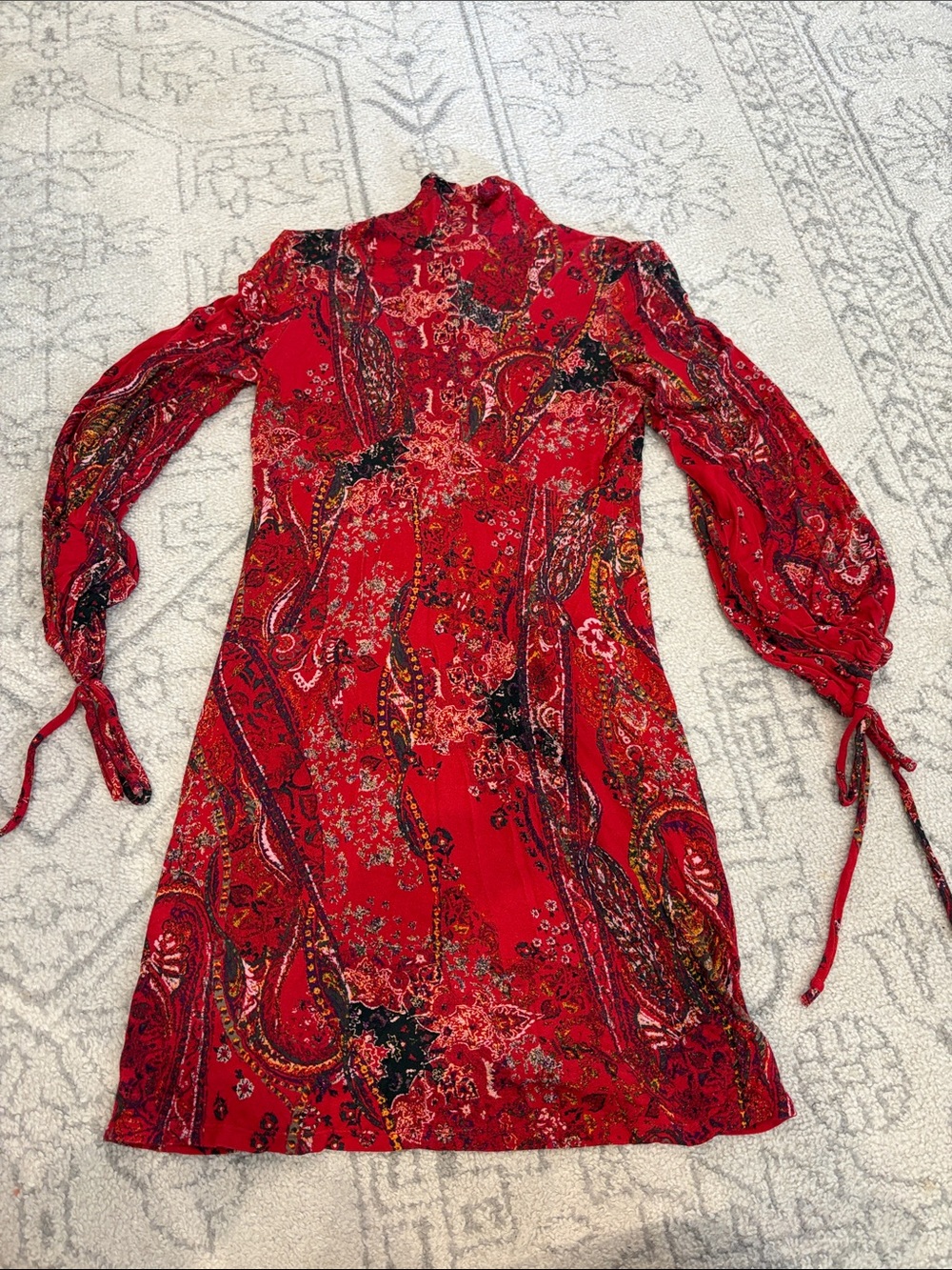 Free People All Dolled Up Paisley- Print Mini Dress, XS
